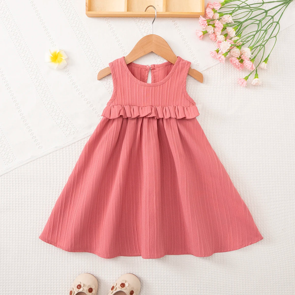 Girls Ruffle Hem Casual Dress