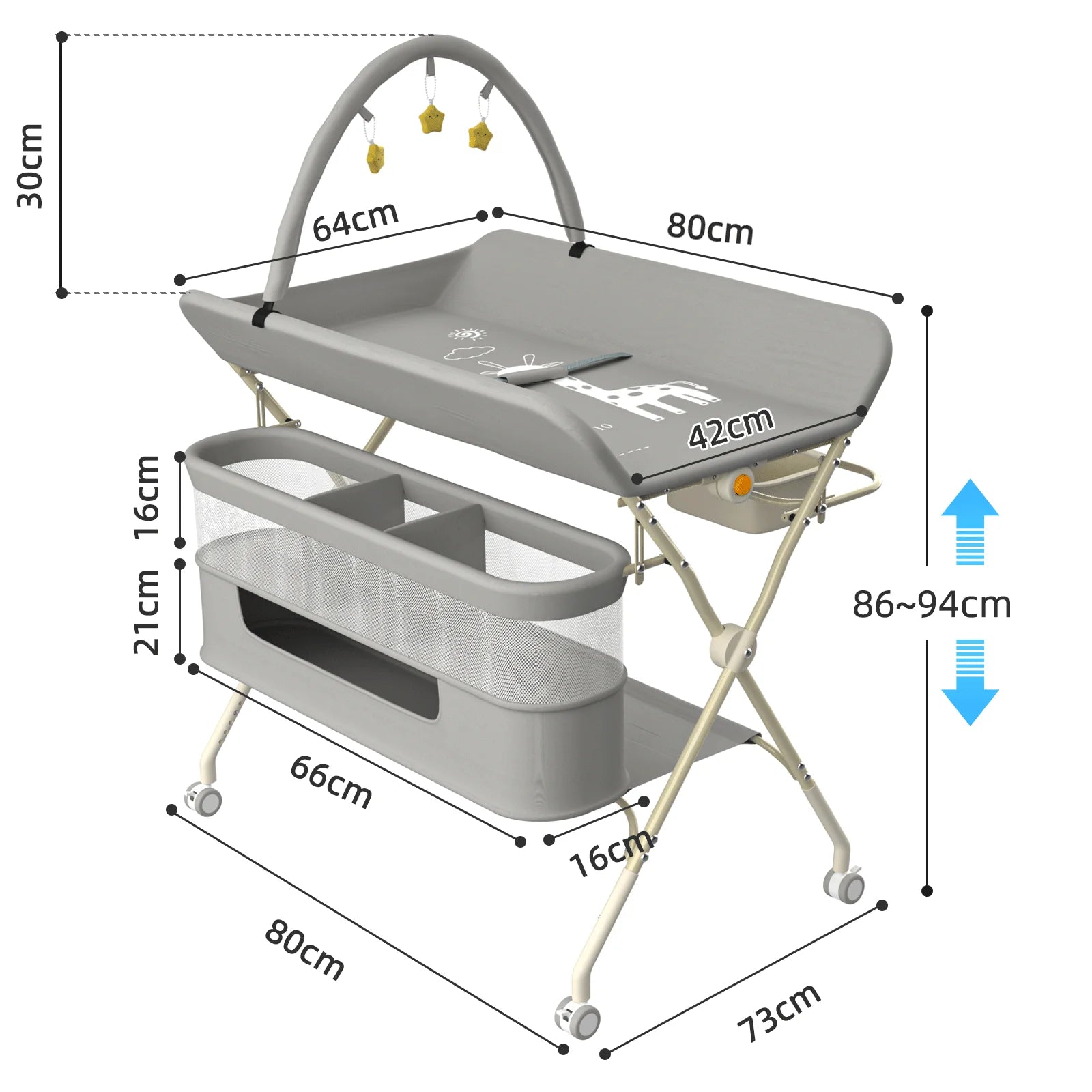 4-in-1 Height-Adjustable Baby Changing Station