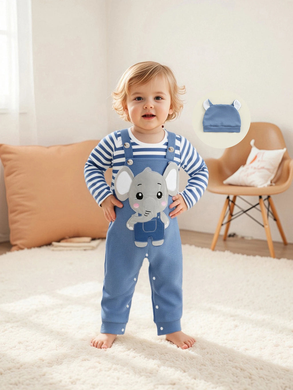 Baby Boy 3-Piece Overalls Set