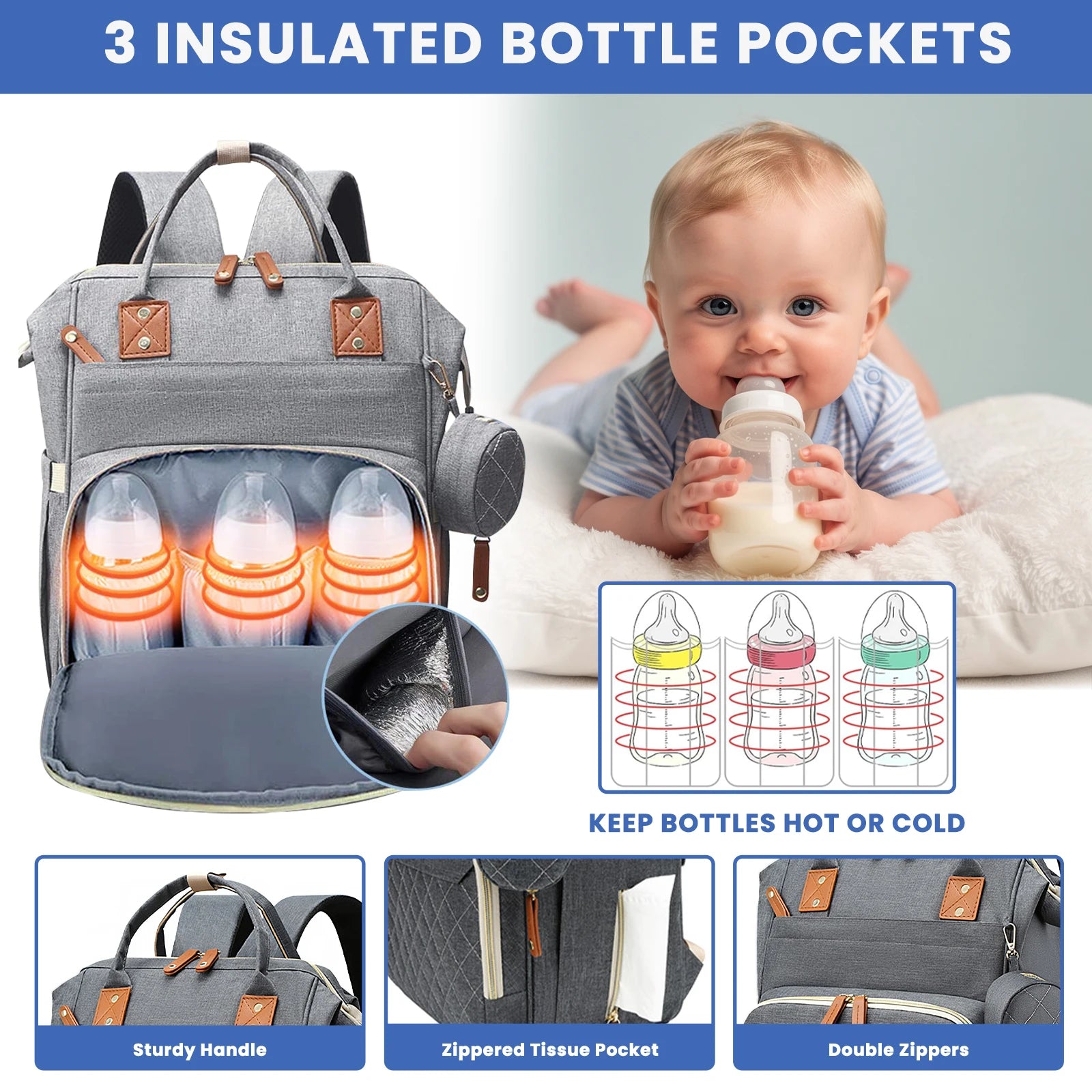 Diaper Backpack with Changing Pad