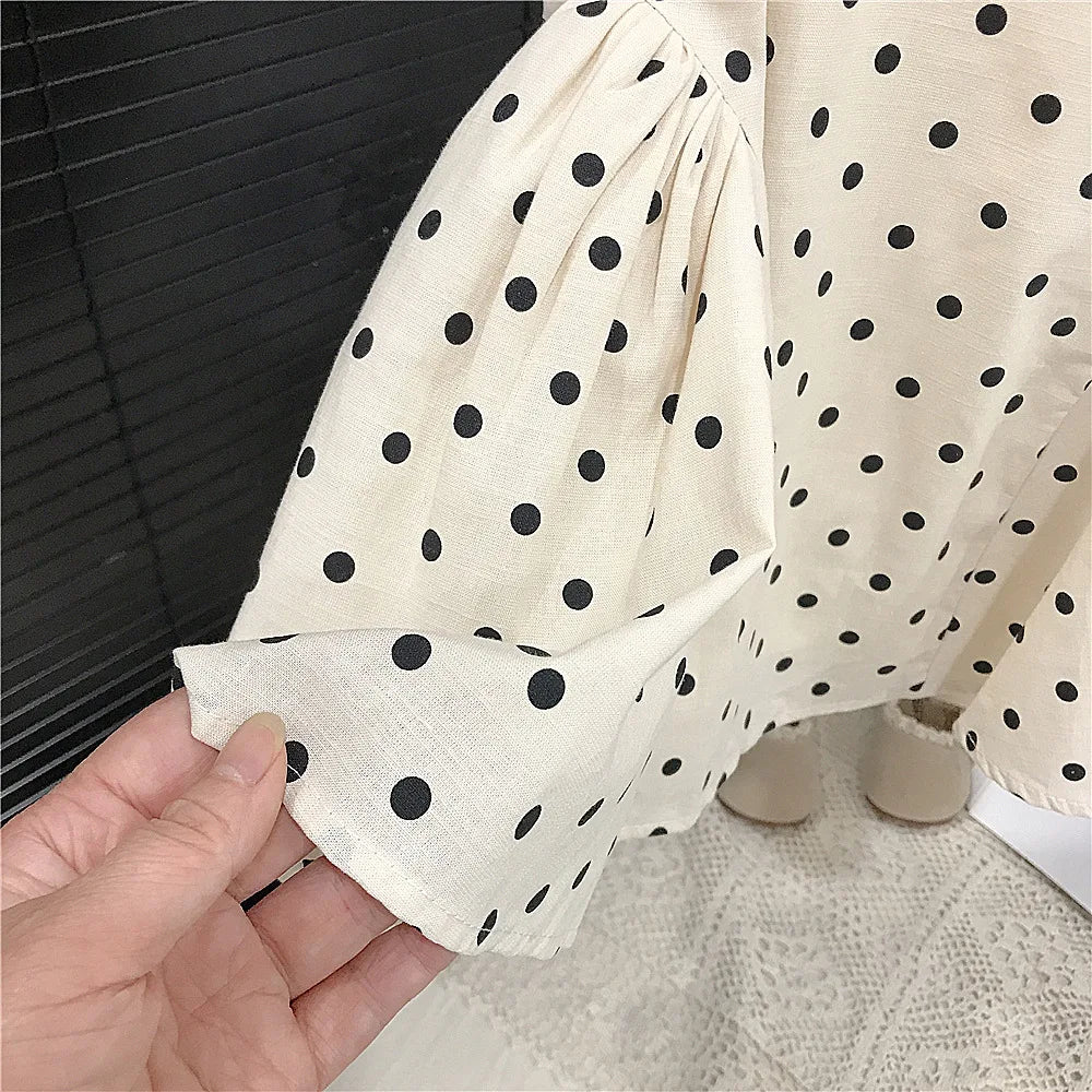 Girls Sleeveless Polka Dot Dress