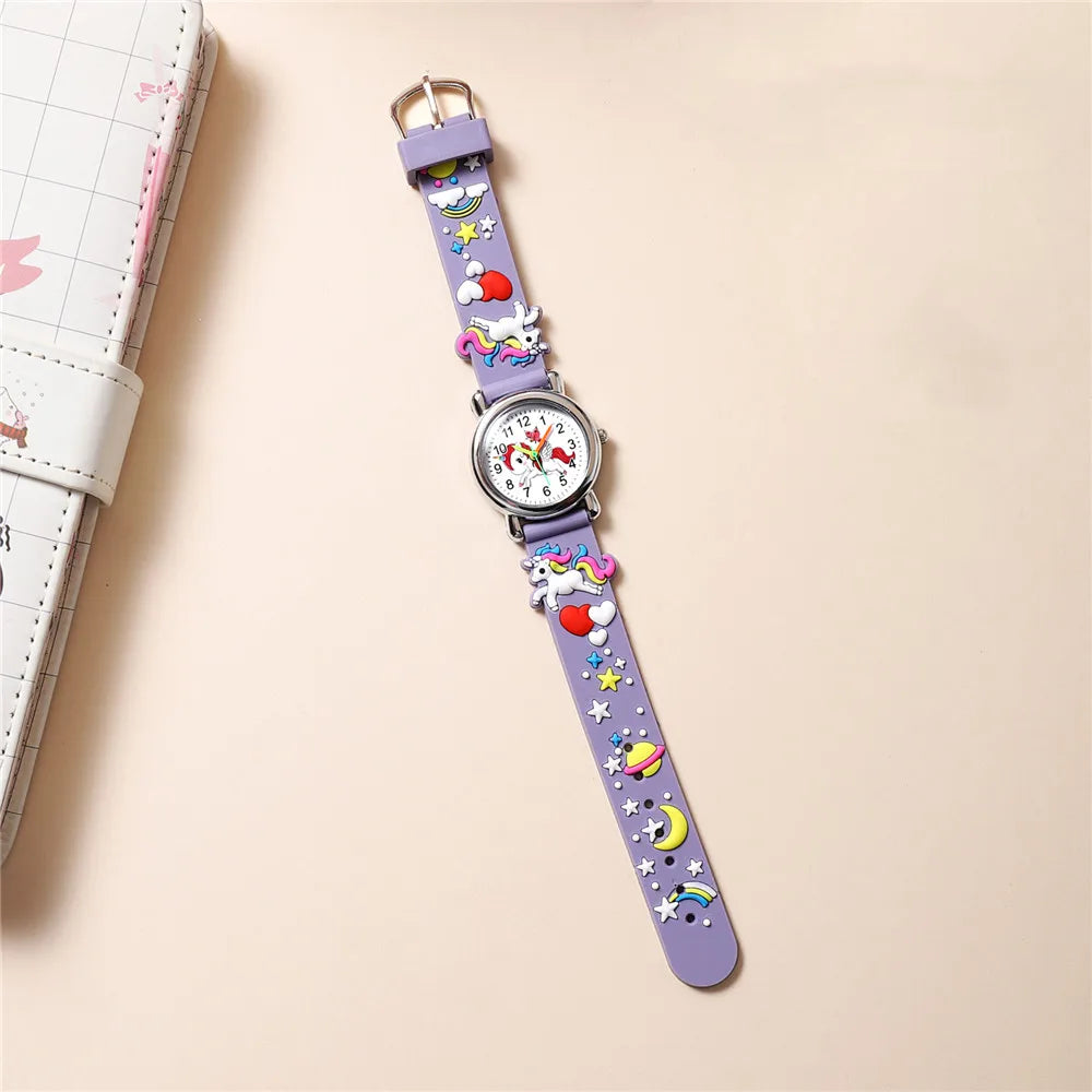 Cute Unicorn Children's watch Candy color Silicone band Cartoon watch