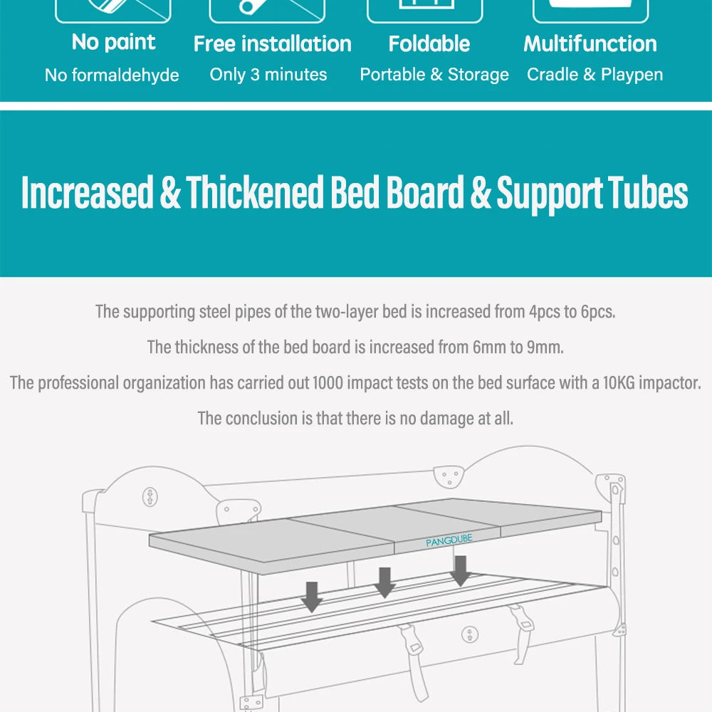 PANGDUBE Foldable Baby Crib
