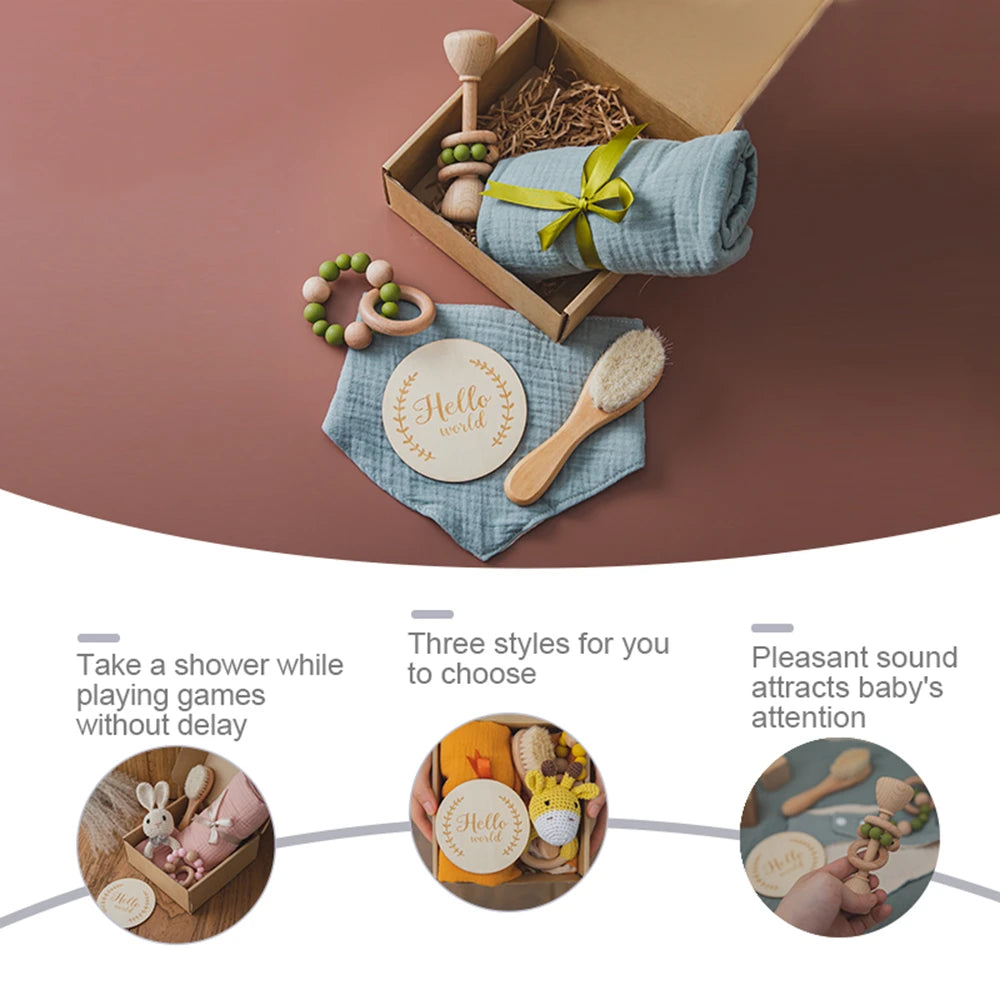 Newborn Bath Toy & Milestone Card Gift Set