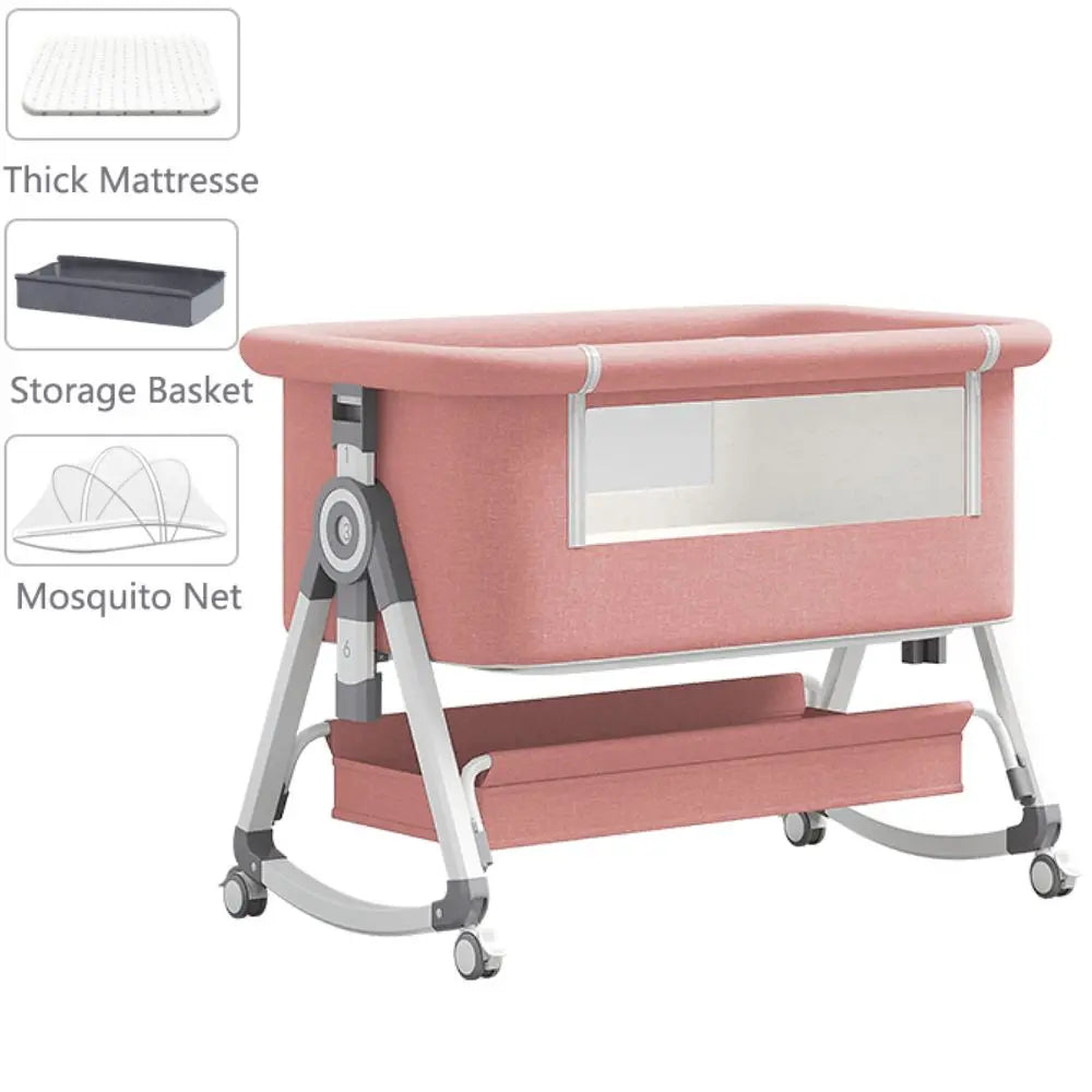 Baby Crib 3-in-1 Foldable with Mosquito Net & Shaker
