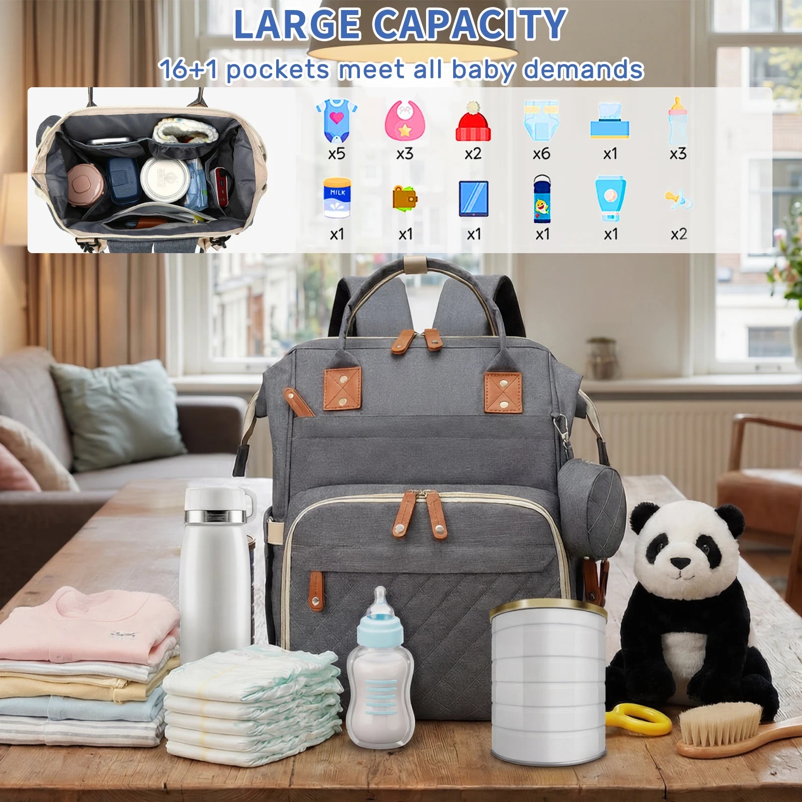 Diaper Backpack with Changing Pad
