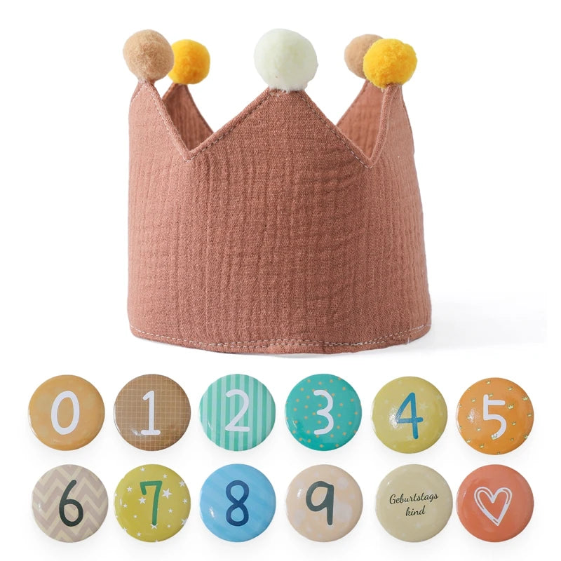 Baby Birthday Crown Hat Set