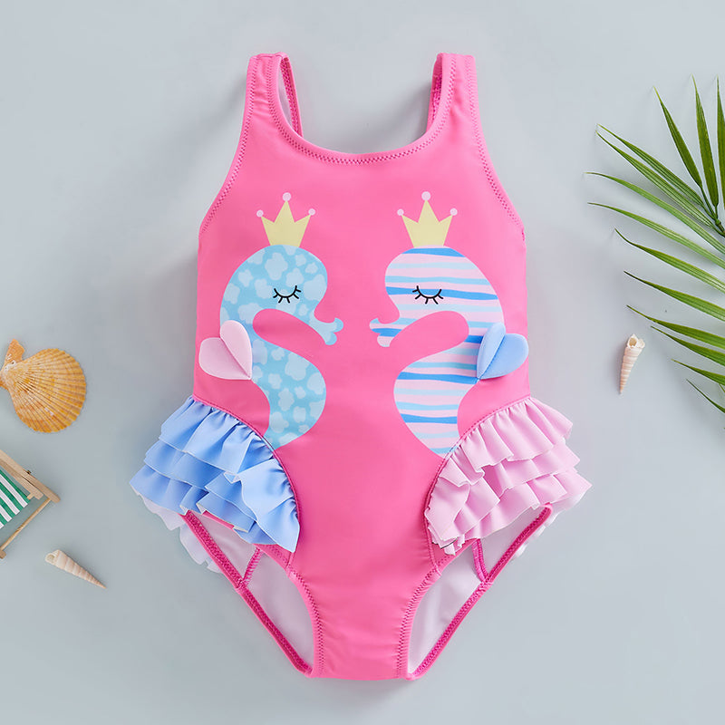 Girls Seahorse Ruffle Swimsuit