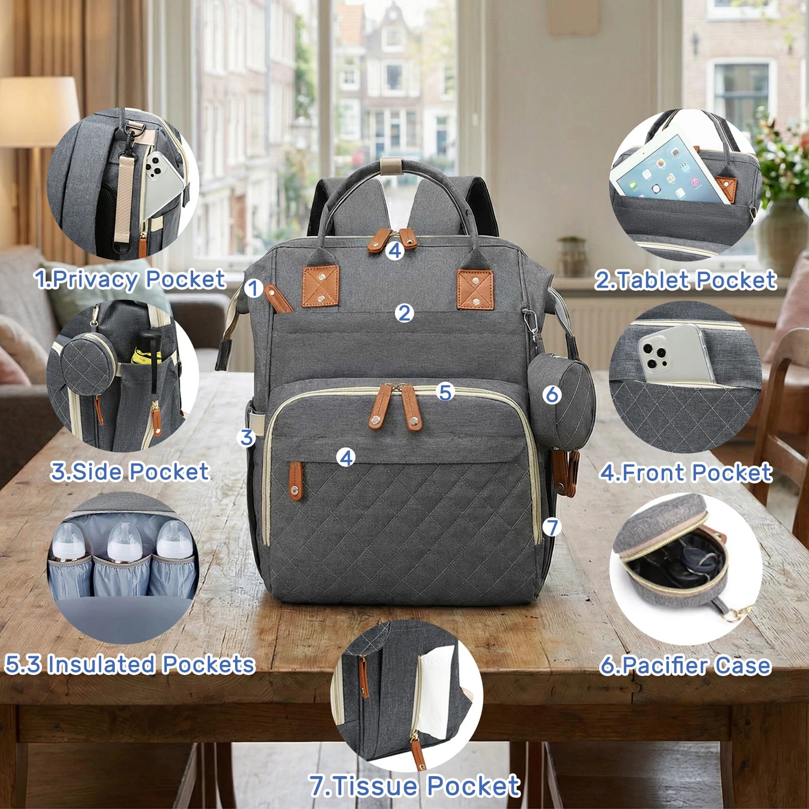 Diaper Backpack with Changing Pad