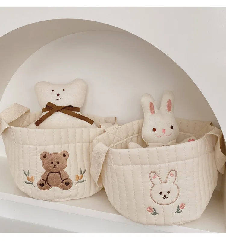 Cotton Embroidery Crib Organizer Mommy Bag