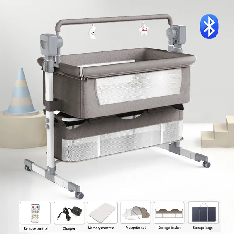 Portable Baby Crib with Mosquito Net & Rocker