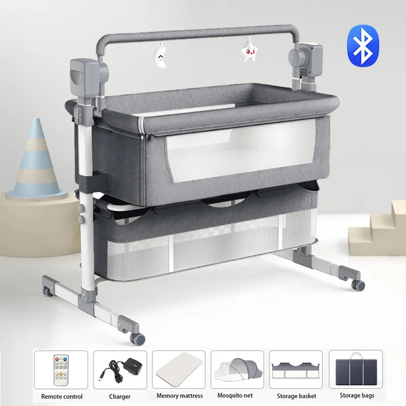 Portable Baby Crib with Mosquito Net & Rocker