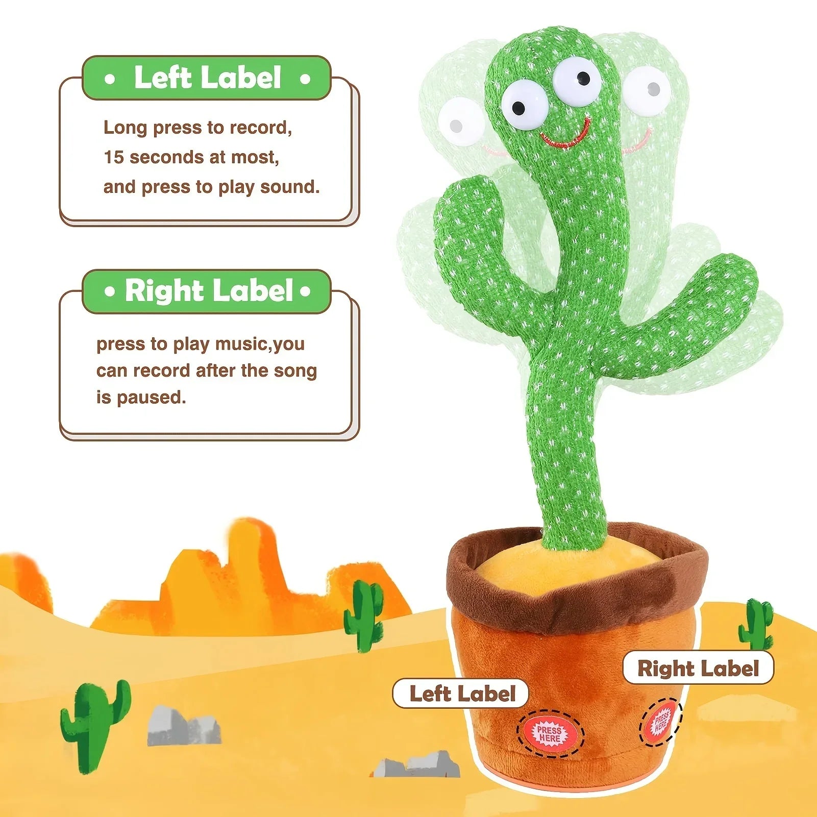 Dancing Cactus Talking Plush Toy with Voice Changer