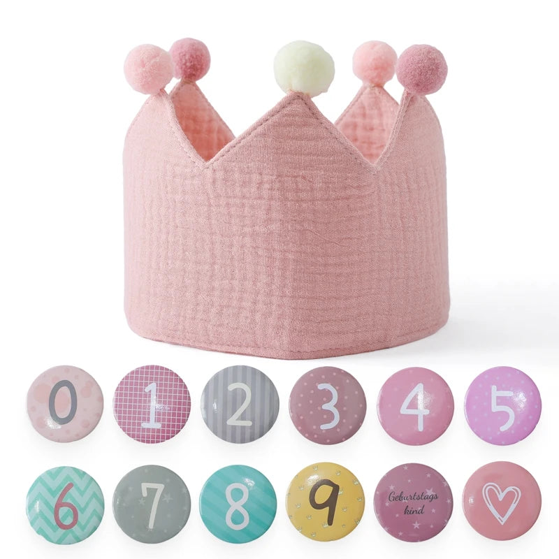Baby Birthday Crown Hat Set