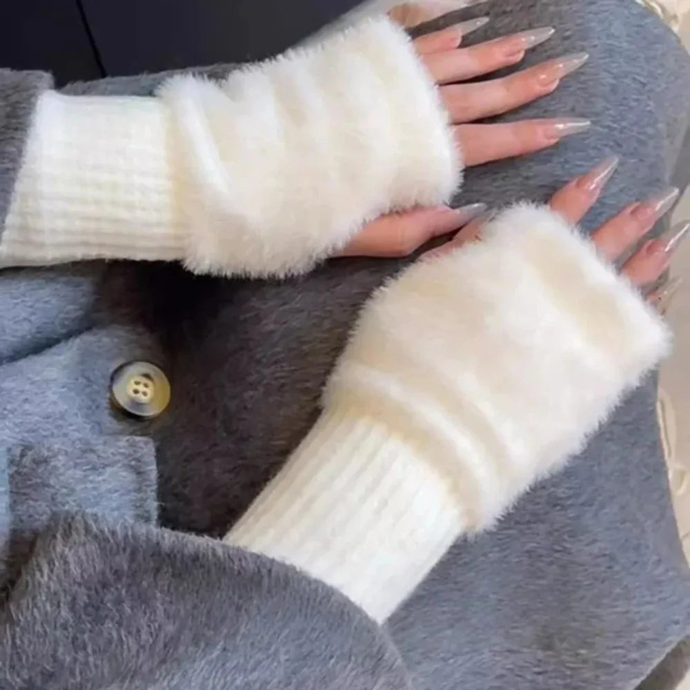 Women's Half-Finger Winter Gloves