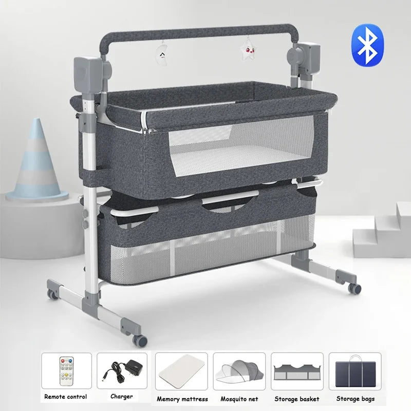 Portable Baby Crib with Mosquito Net & Rocker