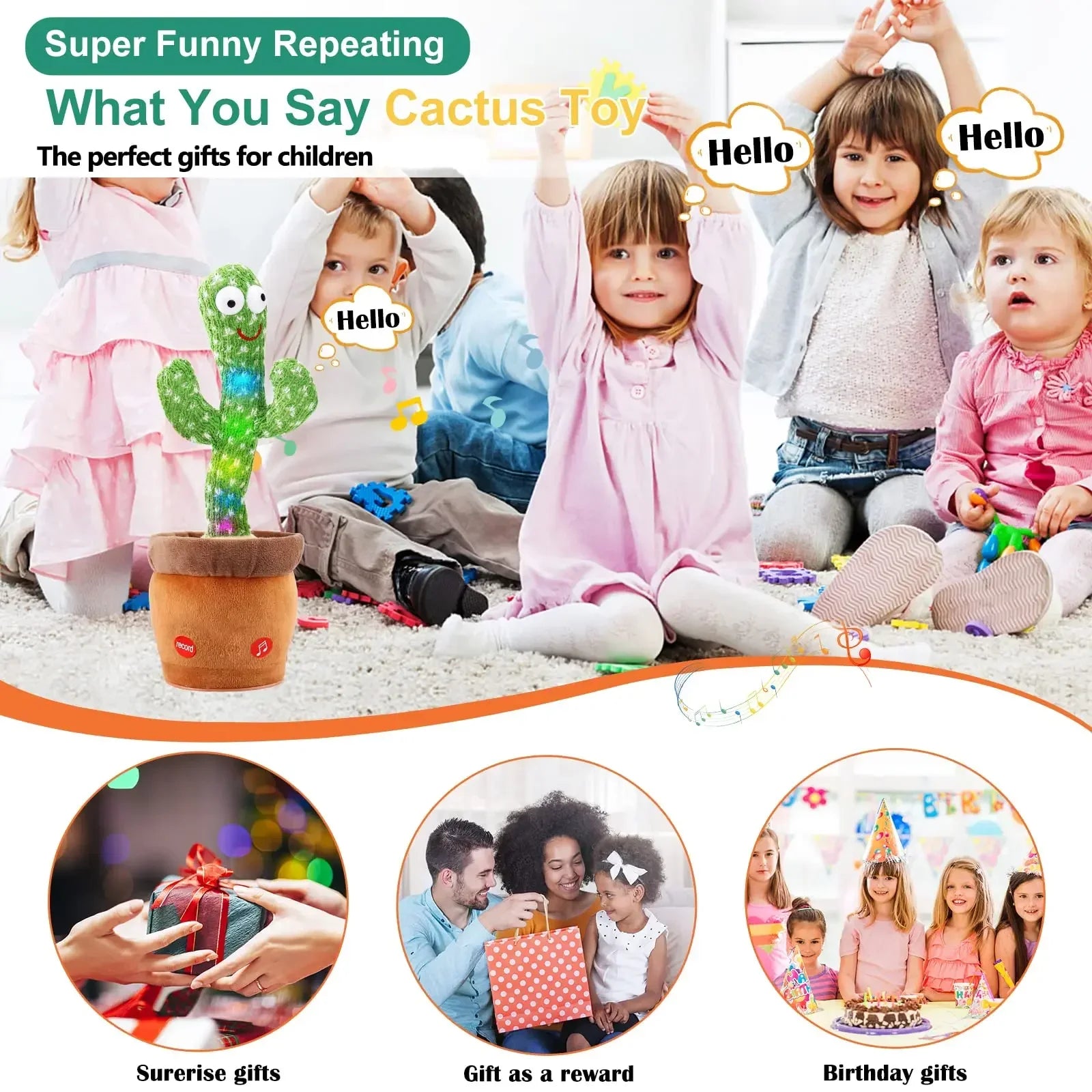 Dancing Cactus Talking Plush Toy with Voice Changer