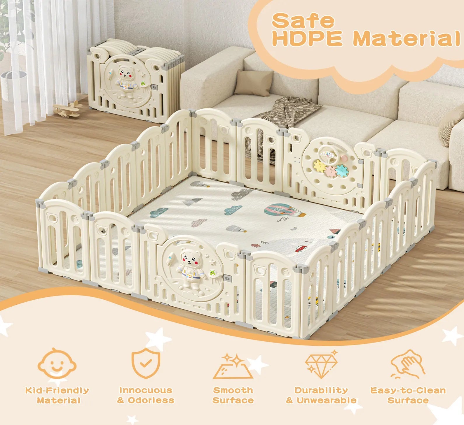 Baby Playpen with Safety Fence