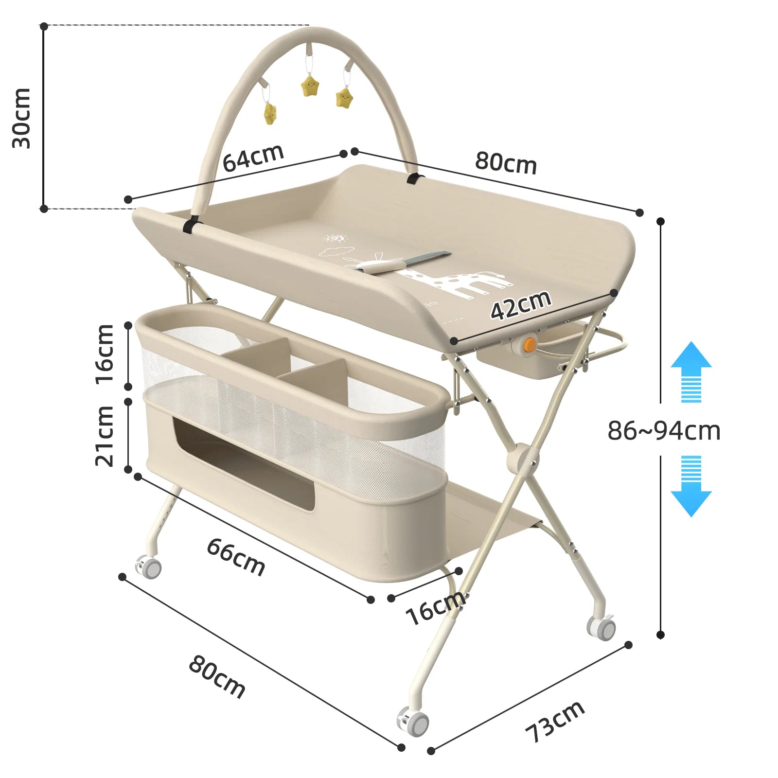4-in-1 Height-Adjustable Baby Changing Station