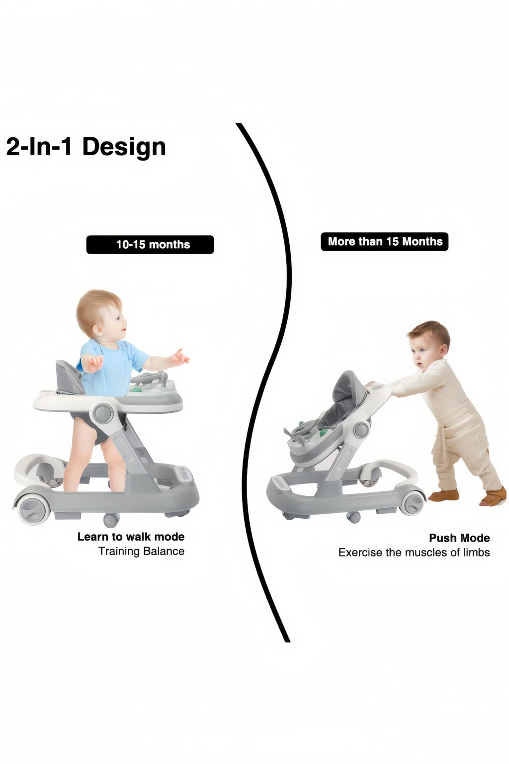 Foldable Baby Activity Push Walker with Music Tray