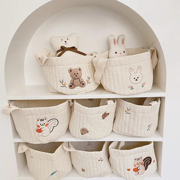 Cotton Embroidery Crib Organizer Mommy Bag