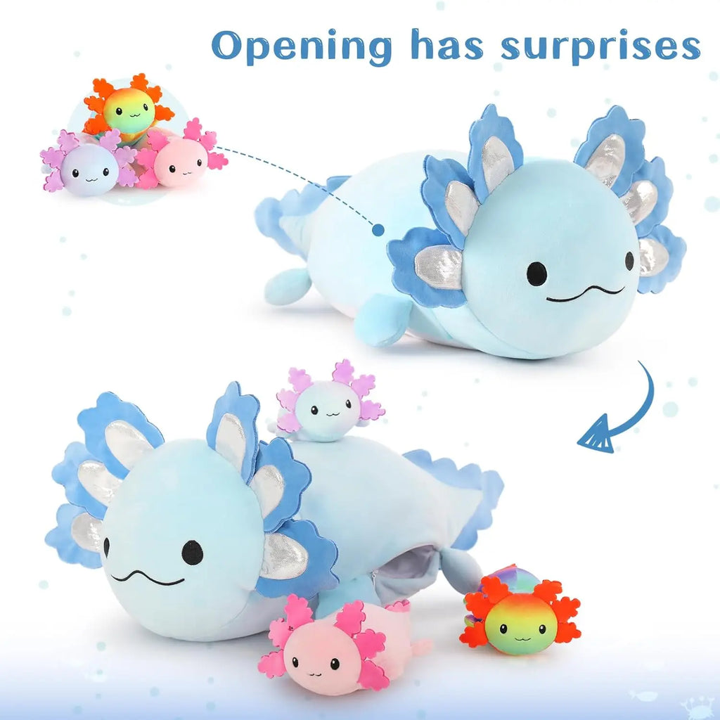 Axolotl Plush with 3 Baby Axolotls