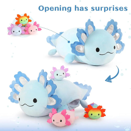Axolotl Plush with 3 Baby Axolotls
