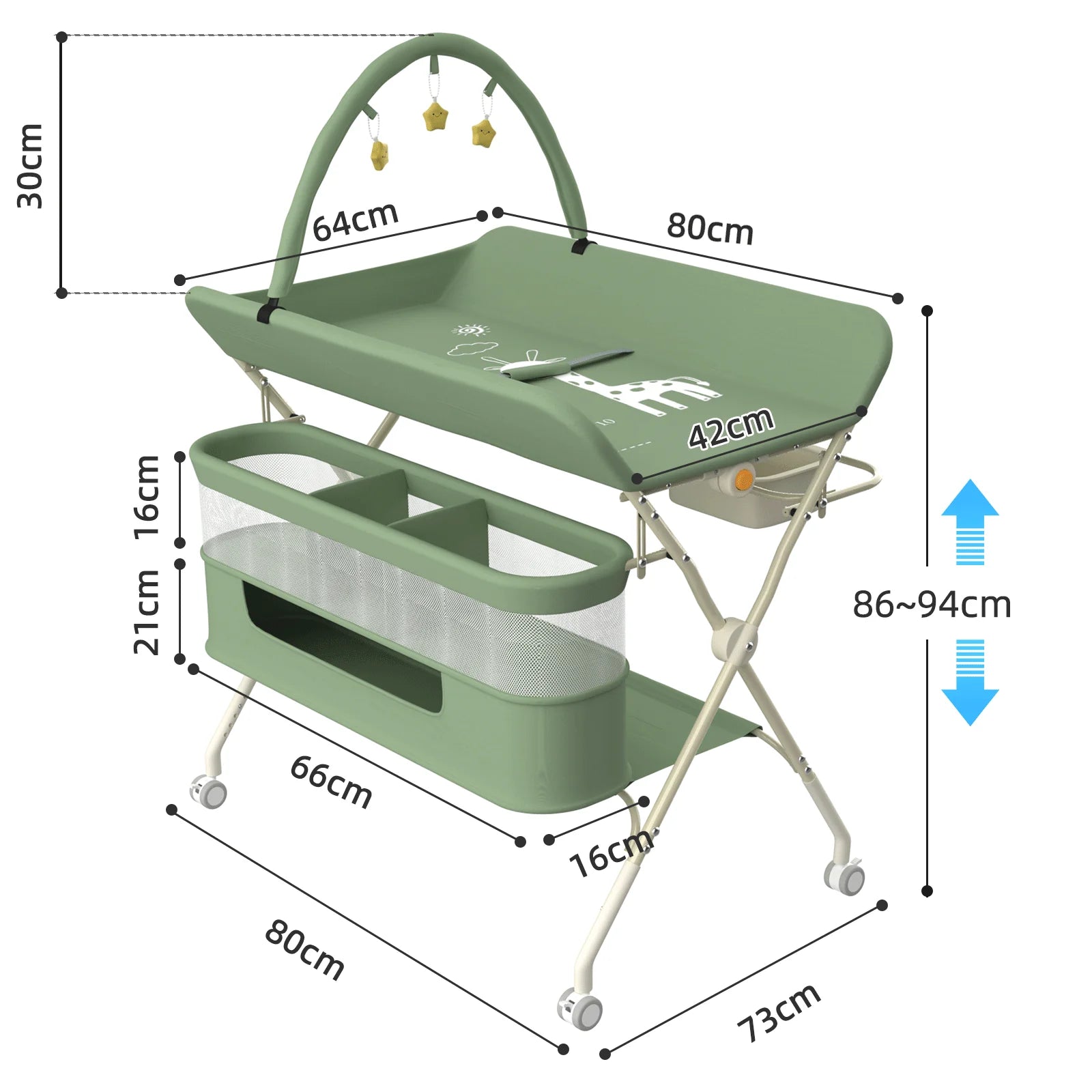 4-in-1 Height-Adjustable Baby Changing Station