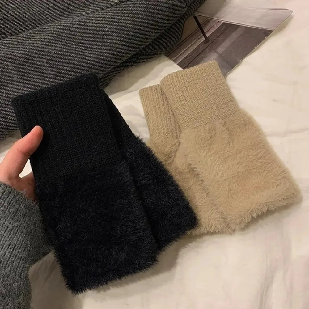 Women's Half-Finger Winter Gloves