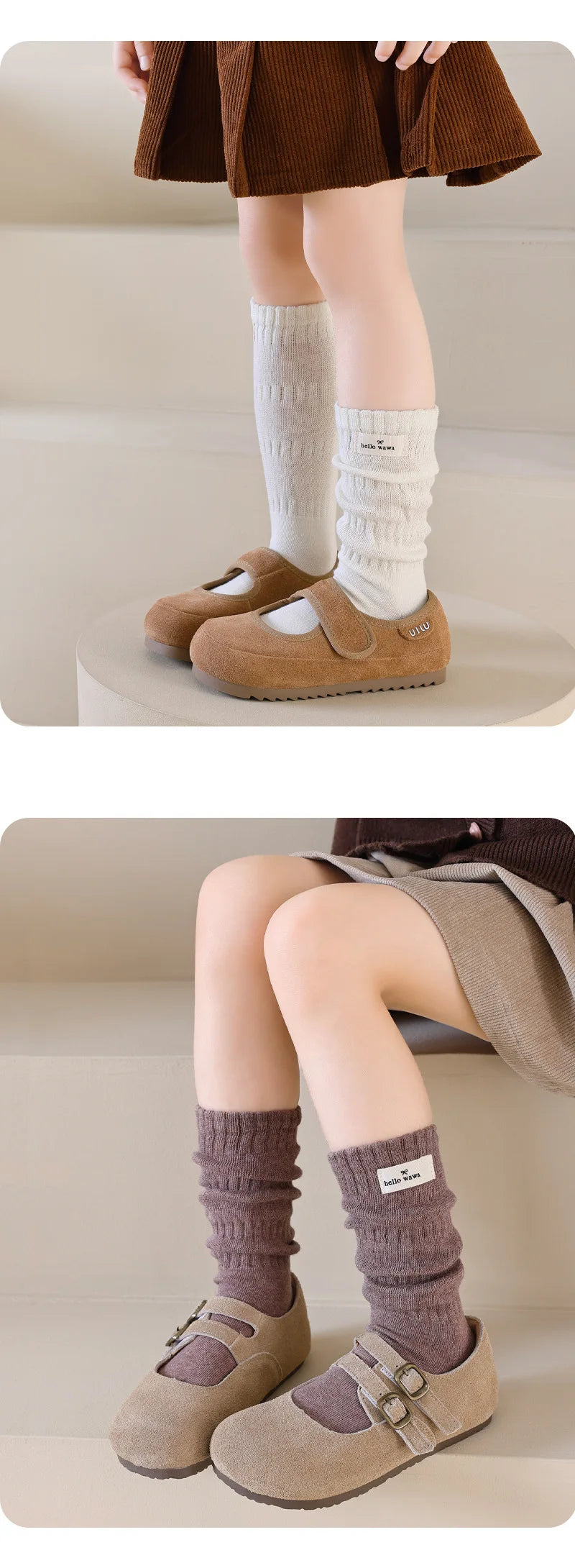 Retro Cotton Knee High Girls Socks