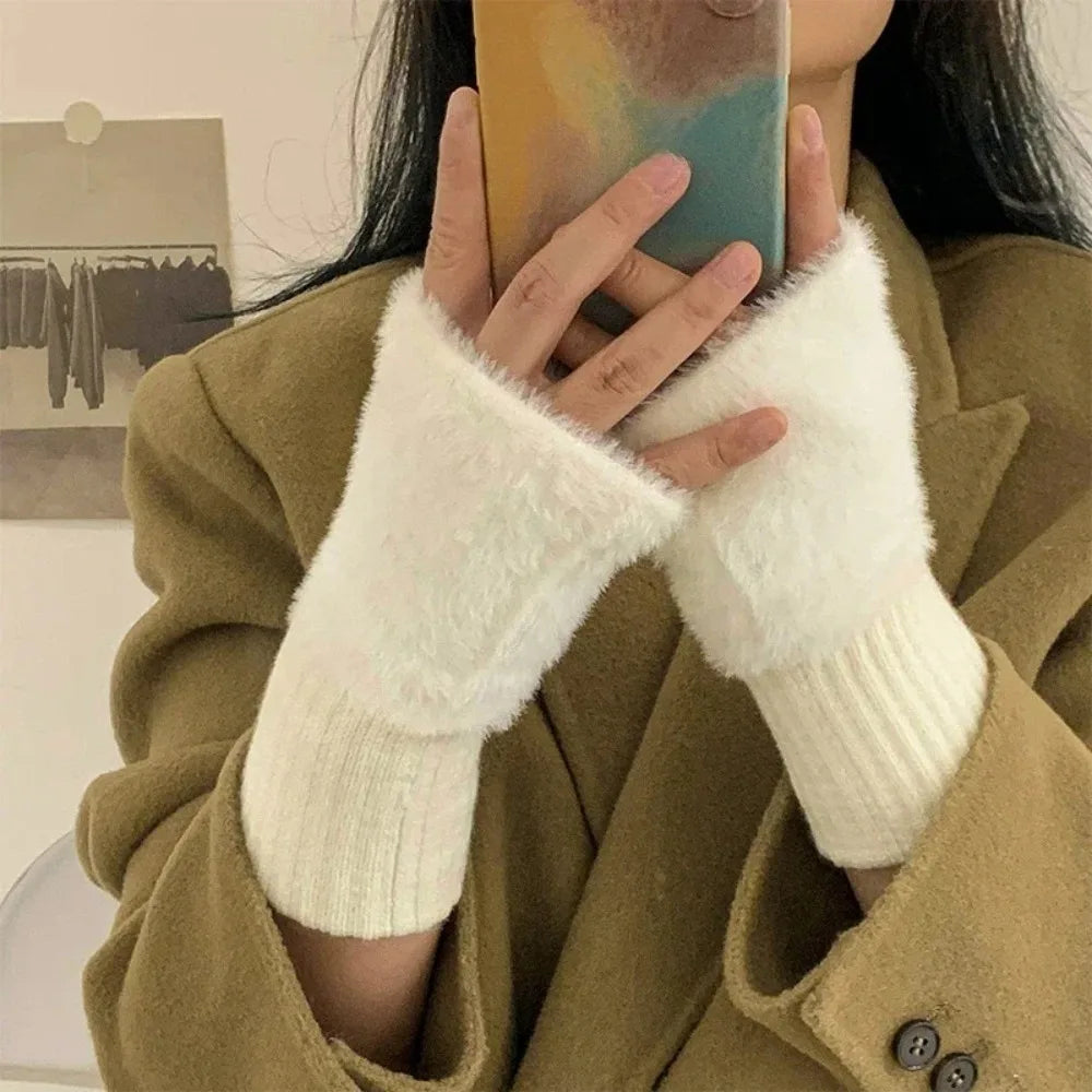 Women's Half-Finger Winter Gloves