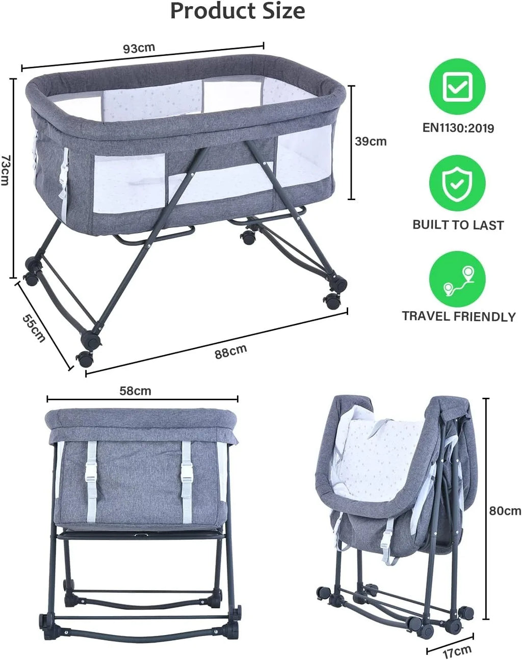 Foldable Rocking Baby Crib