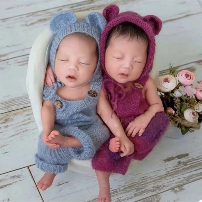 Newborn Bear Hat Romper Outfit