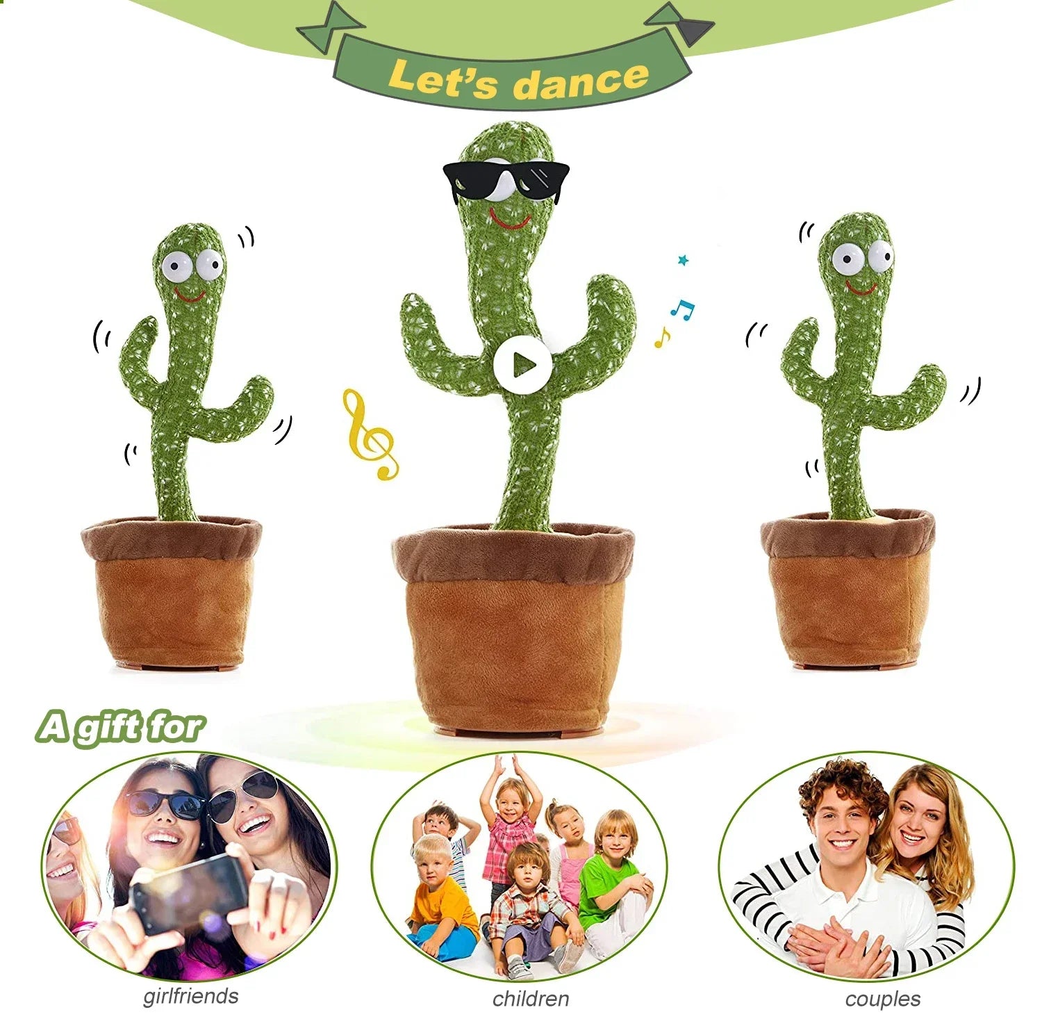 Dancing Cactus Talking Plush Toy with Voice Changer