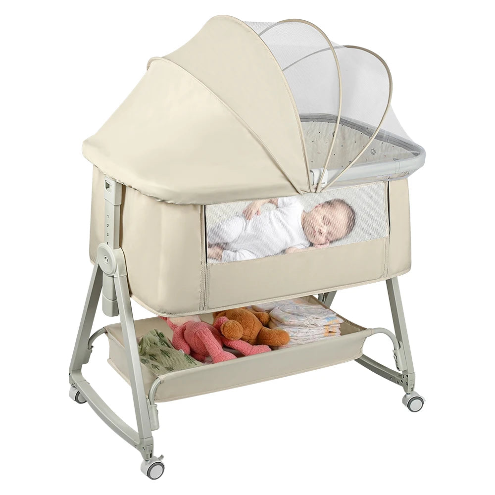 Baby Co-Sleeper Bed with Mattress & Wheels