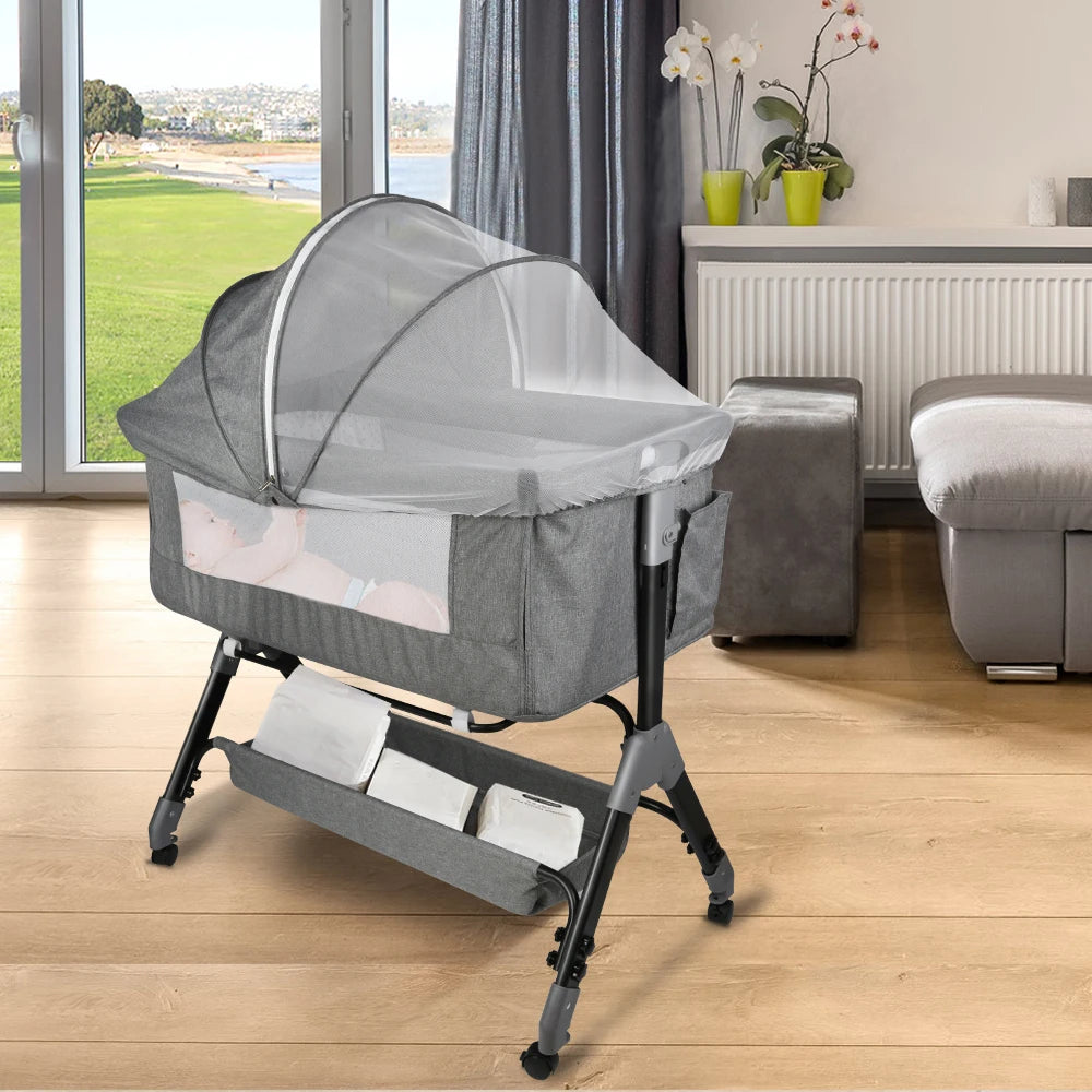 Height-Adjustable Baby Bedside Co-Sleeper Crib