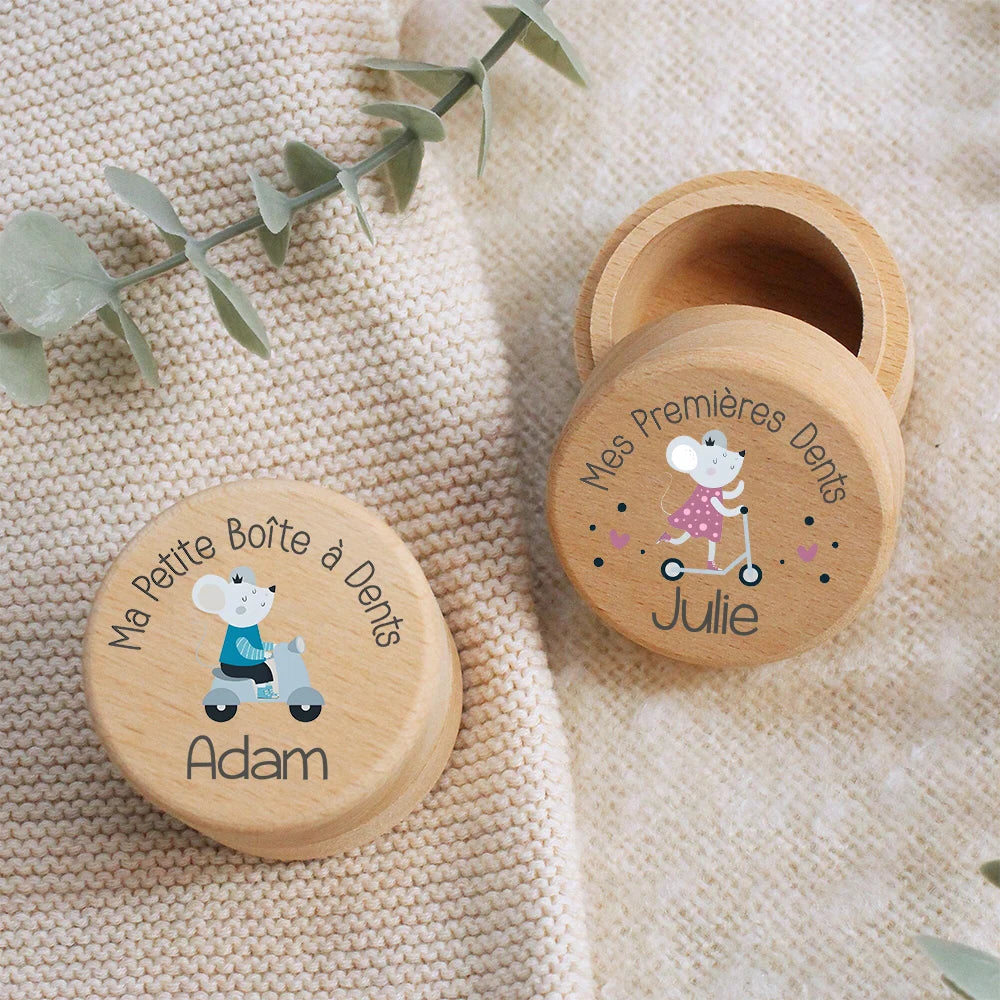 Wooden Baby Tooth Trinket Box