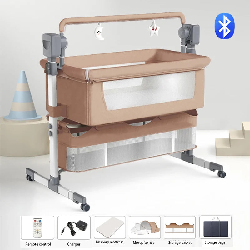 Portable Baby Crib with Mosquito Net & Rocker