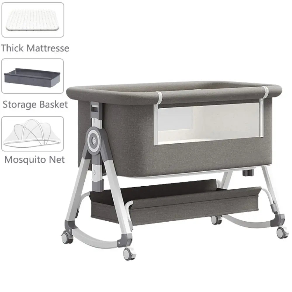 Baby Crib 3-in-1 Foldable with Mosquito Net & Shaker