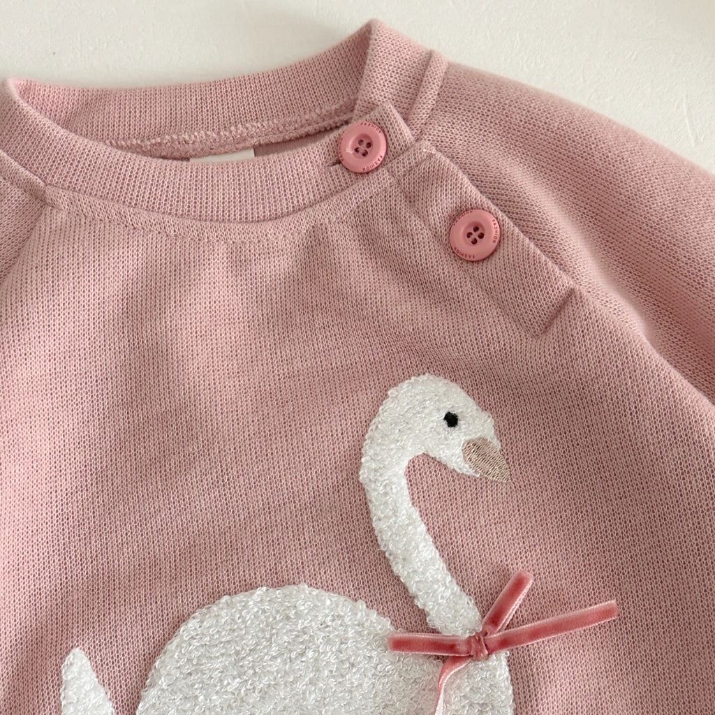Swan Pattern Pullover Sweatshirt