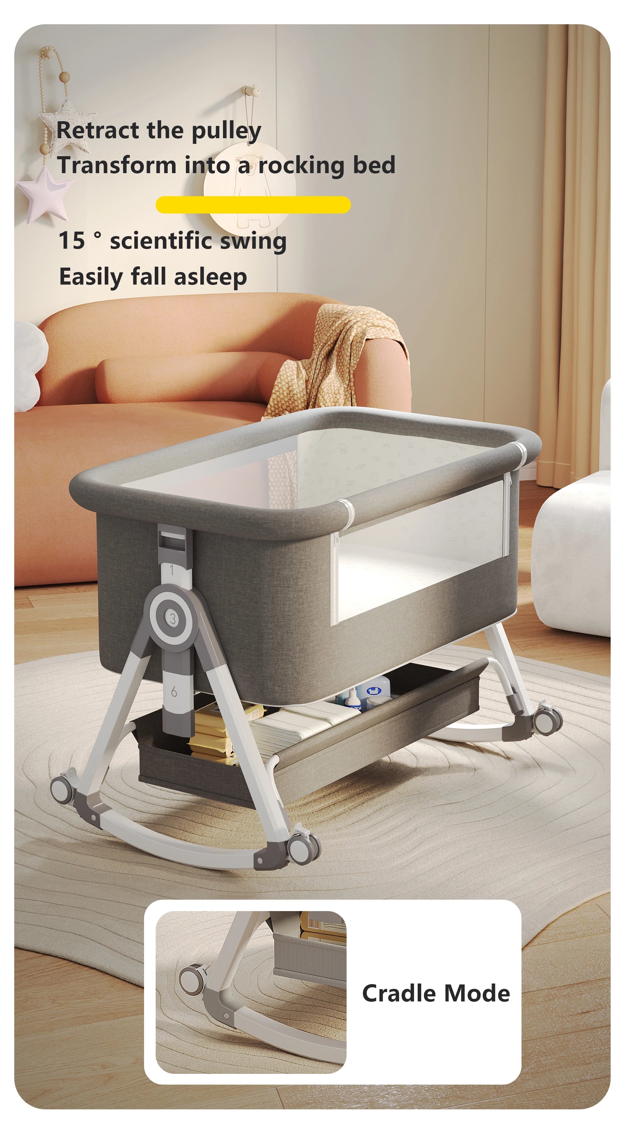 Anti-Mosquito Rocking Baby Crib