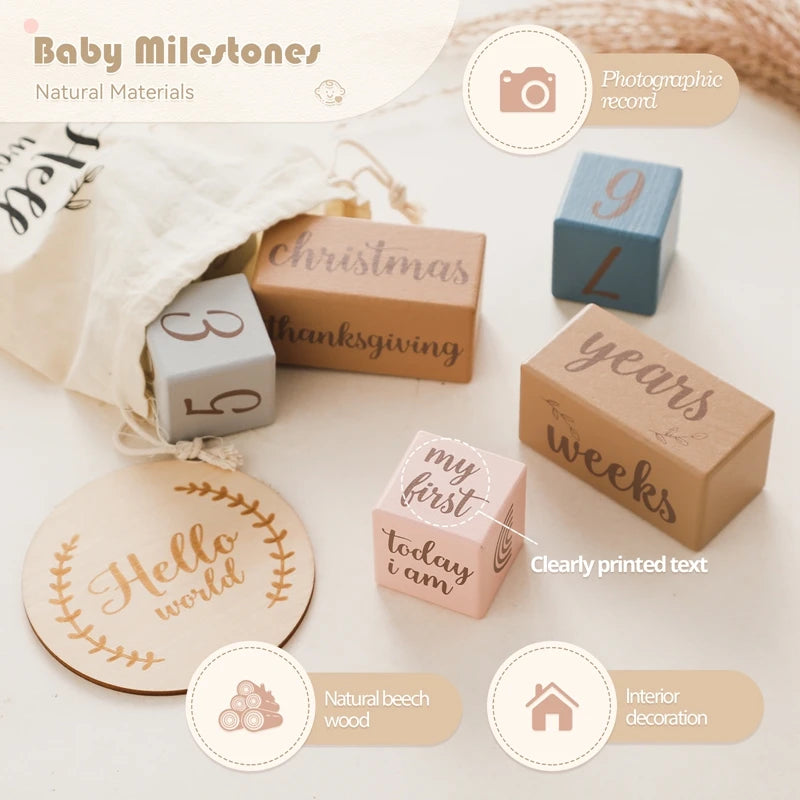 7-Piece Wooden Baby Monthly Milestone Card Set