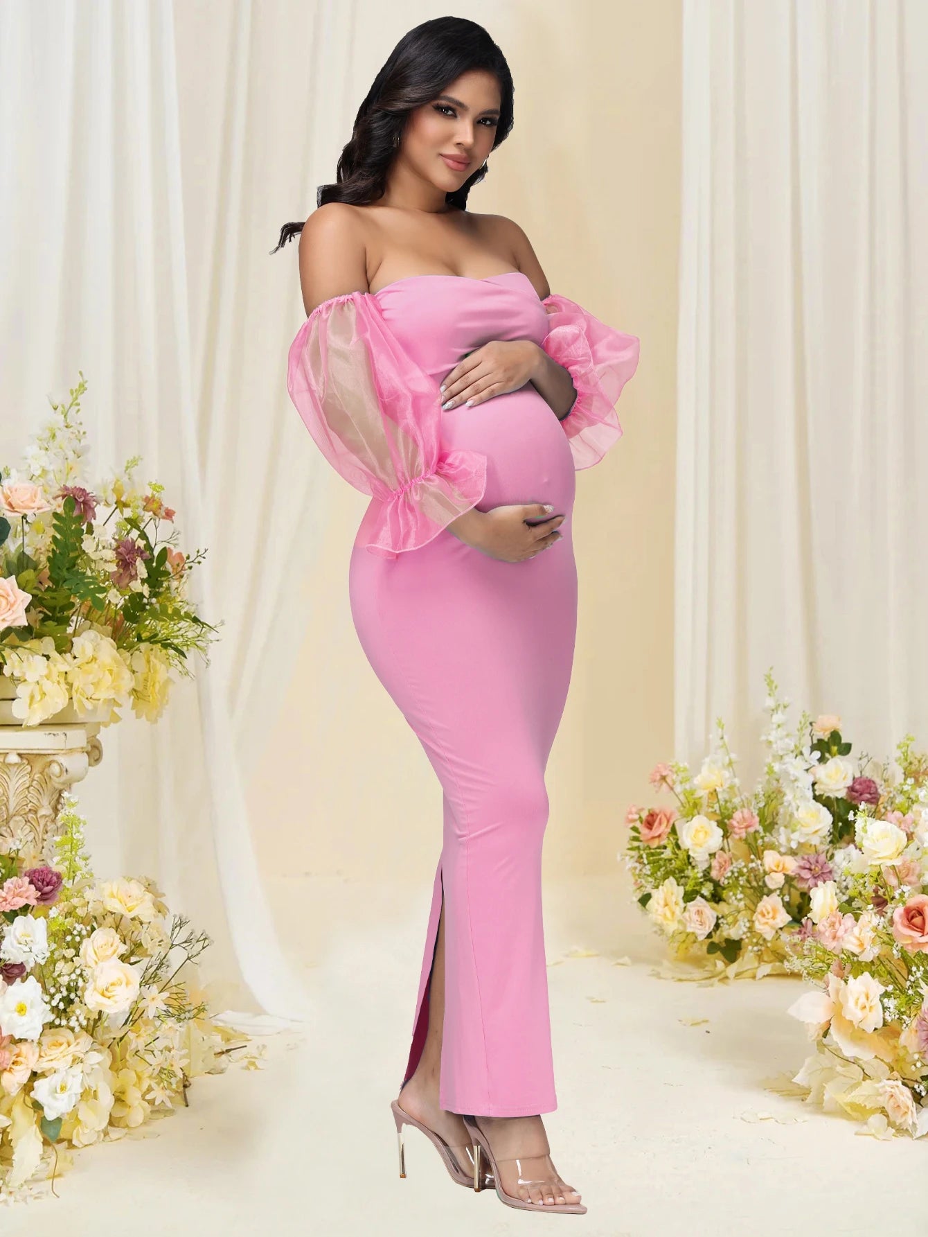 Off-Shoulder Maternity Gown