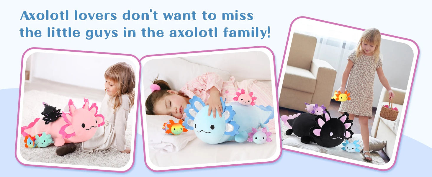 Axolotl Plush with 3 Baby Axolotls