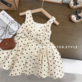 Girls Sleeveless Polka Dot Dress