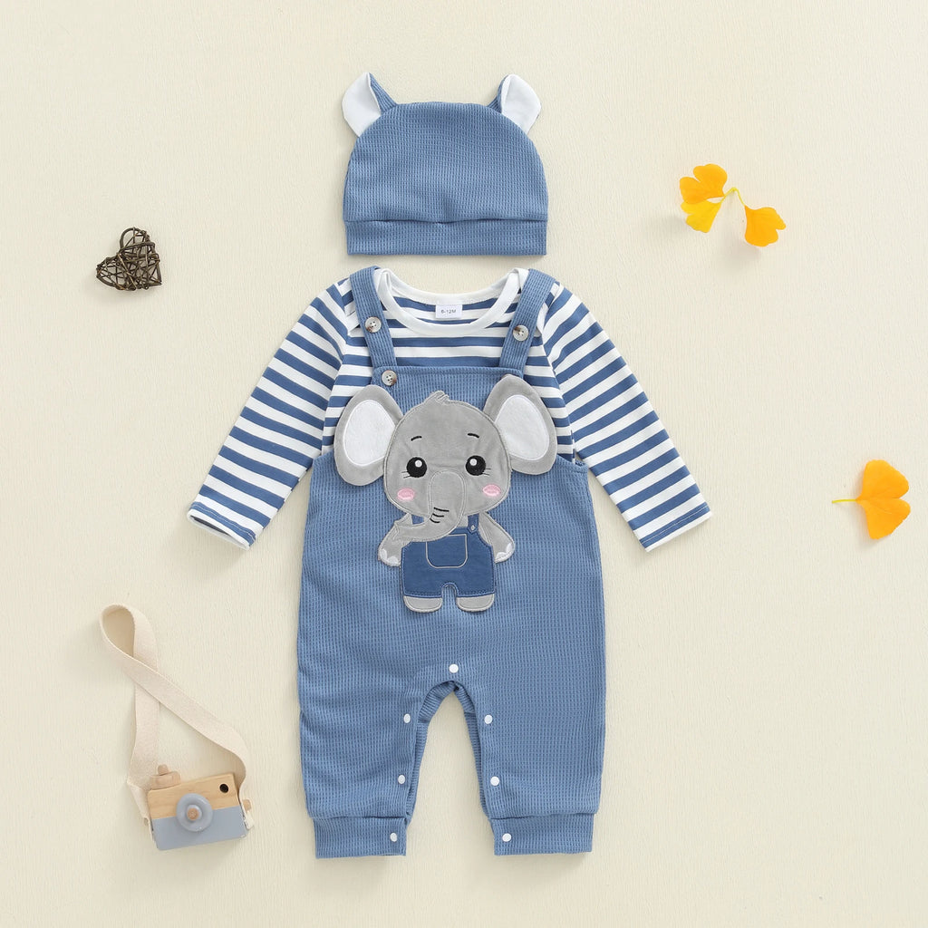 Baby Boy 3-Piece Overalls Set