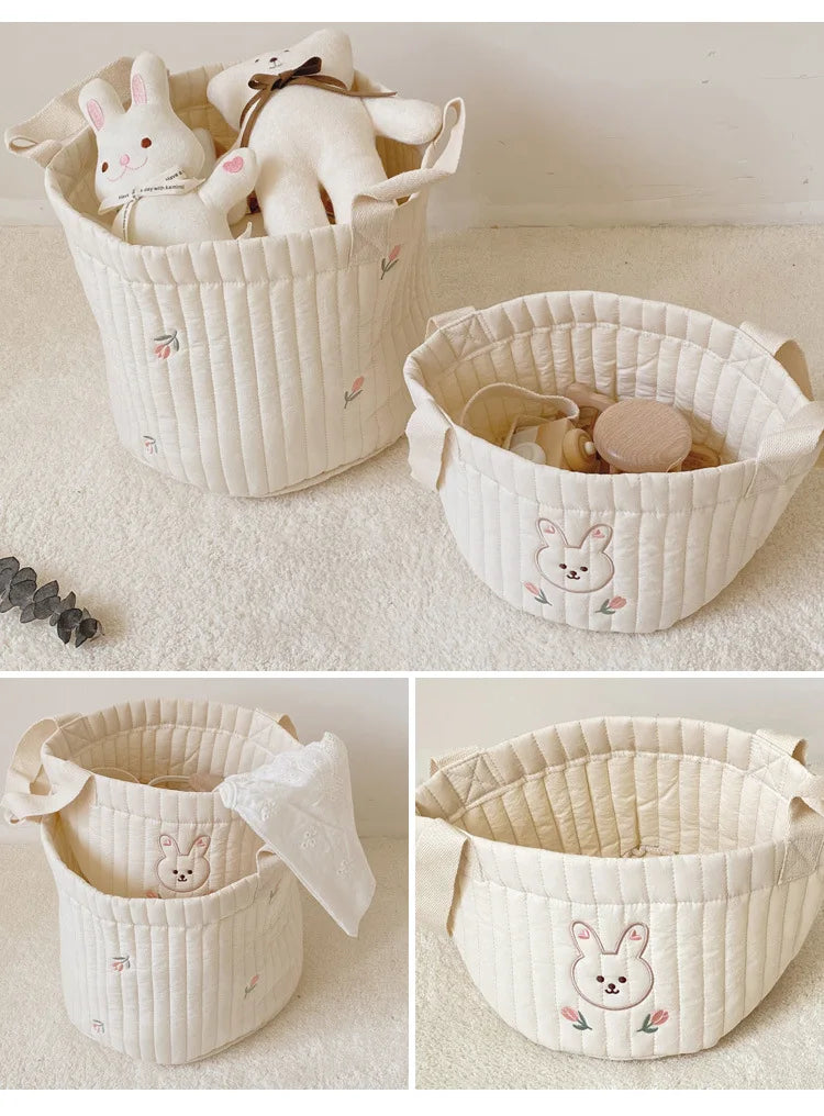 Cotton Embroidery Crib Organizer Mommy Bag