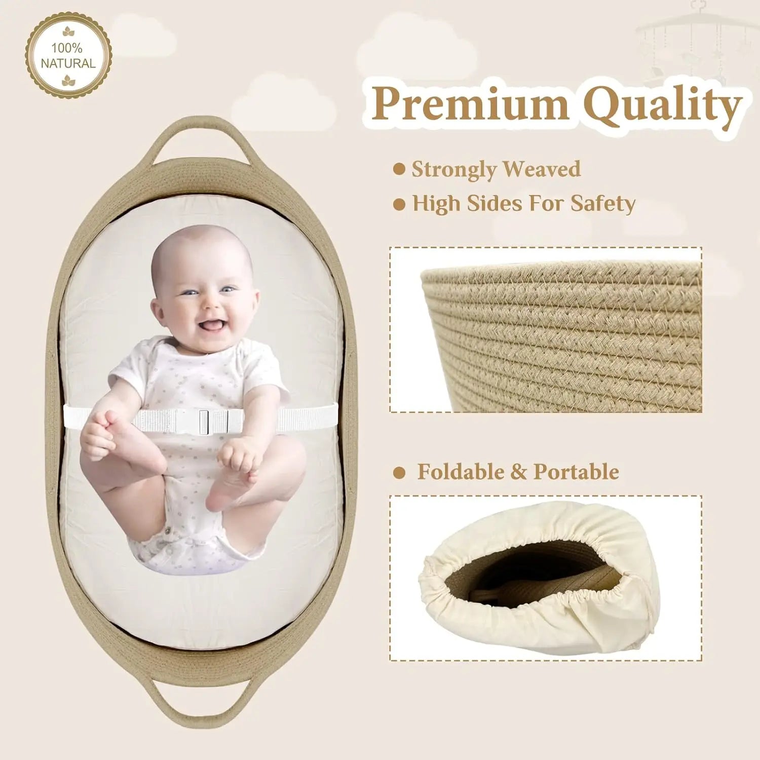 Baby Woven Changing Basket with Pads