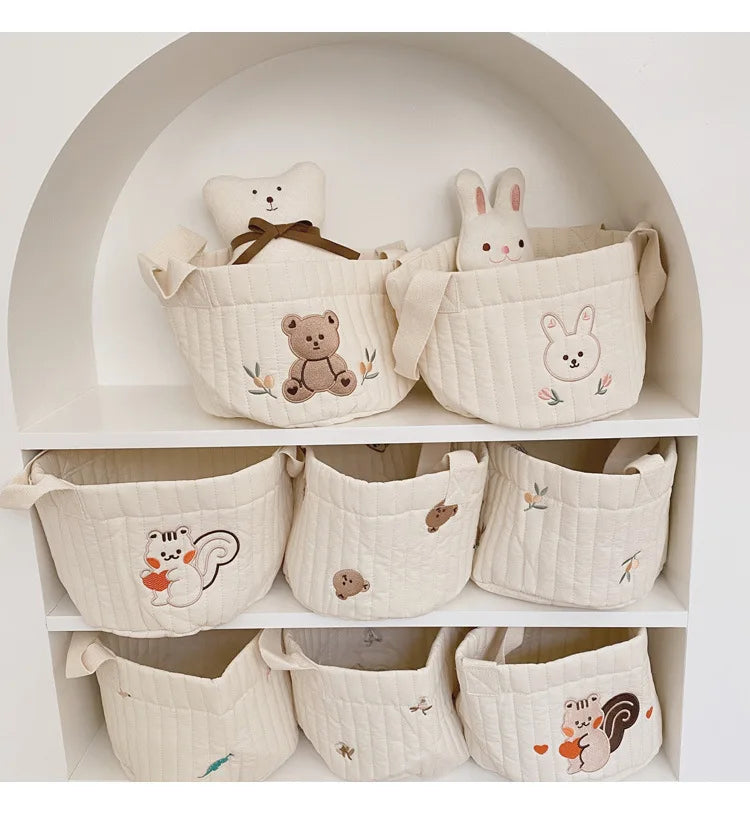 Cotton Embroidery Crib Organizer Mommy Bag